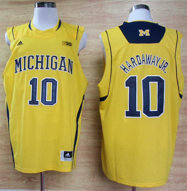 NCAA  Michigan Wolverines 10 Tim Hardaway Jr Yellow College Basketball Jersey Big 10 Patch